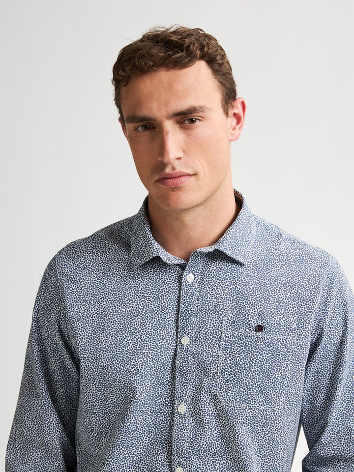 Men Shirt Long Sleeve Aop - Blauw Dessin