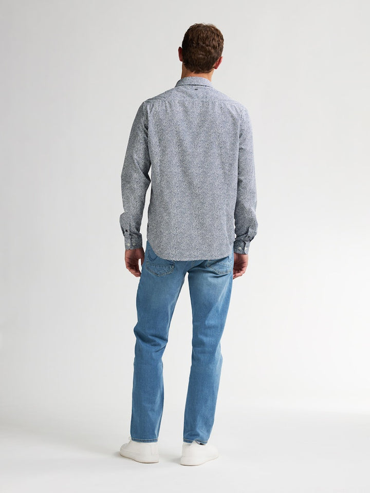 Men Shirt Long Sleeve Aop - Blauw Dessin