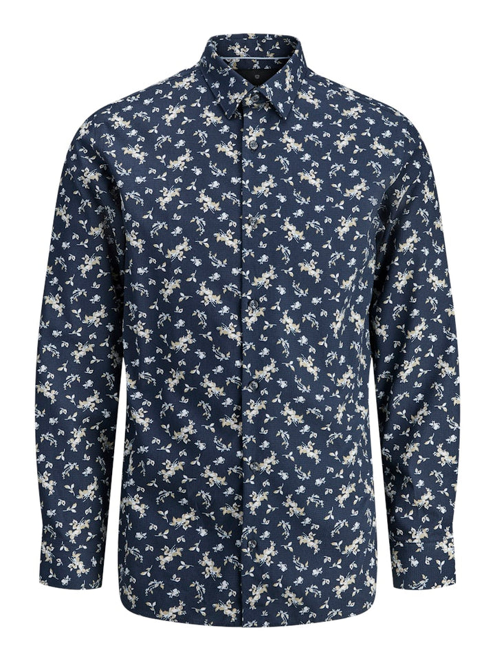 Jprblayork Print Dobby L/s Shirt - Blauw Dessin