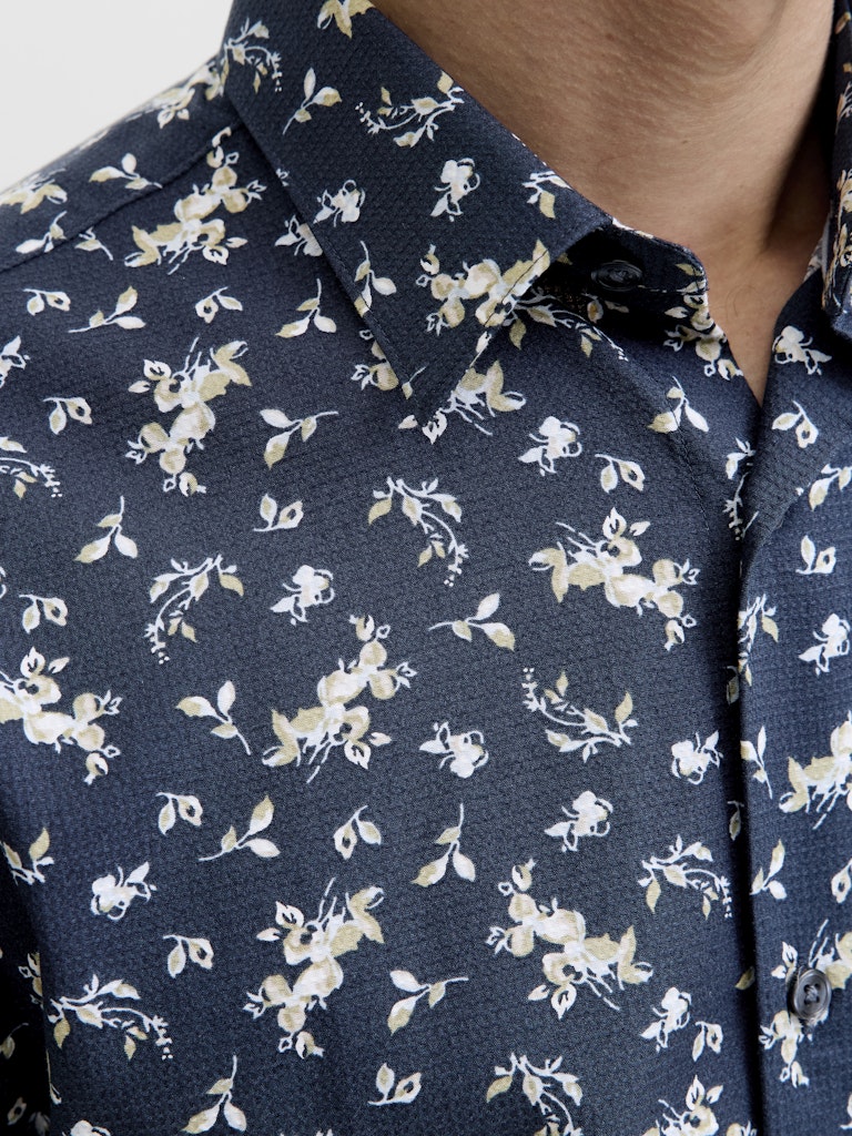 Jprblayork Print Dobby L/s Shirt - Blauw Dessin