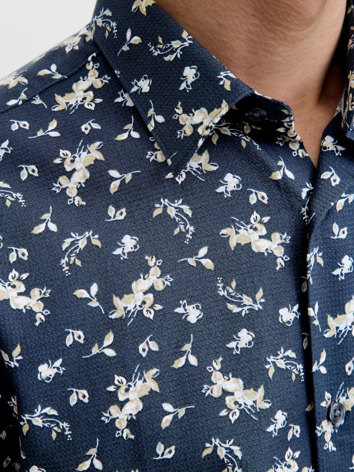 Jprblayork Print Dobby L/s Shirt - Blauw Dessin