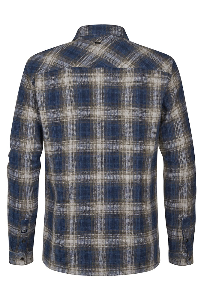 Men Shirt Long Sleeve Check - Blauw Dessin