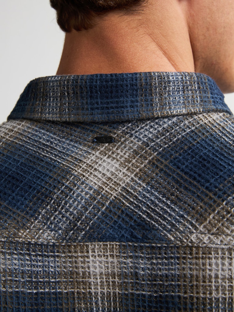 Men Shirt Long Sleeve Check - Blauw Dessin