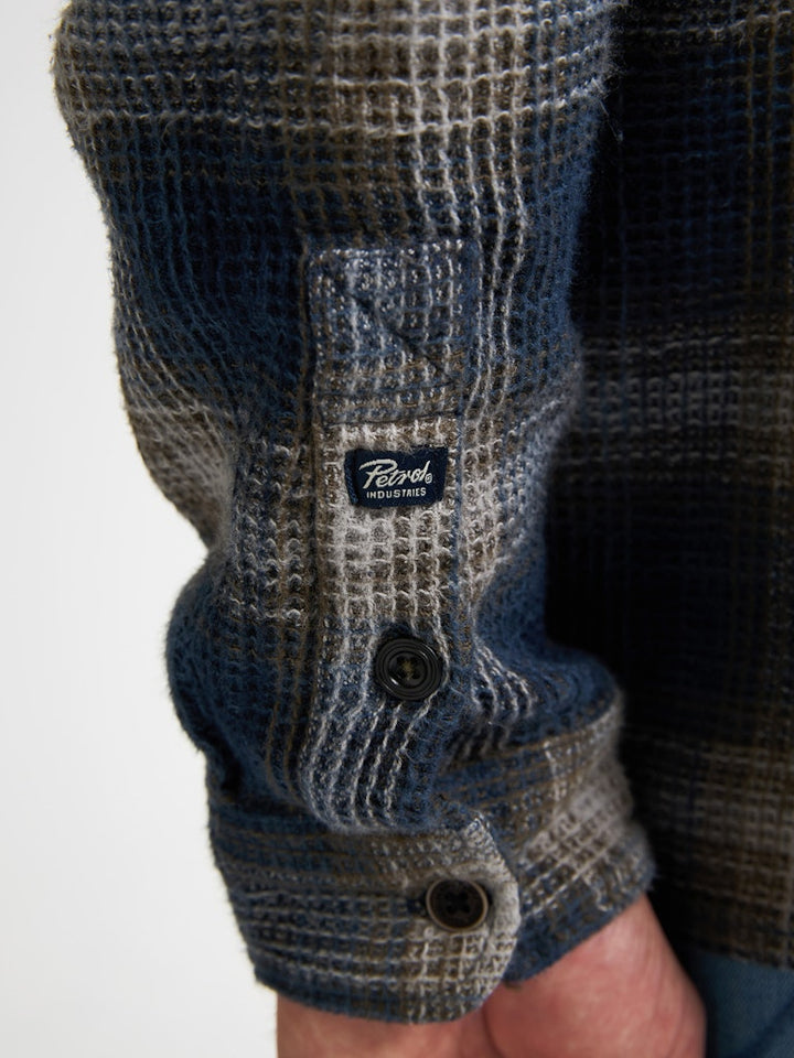 Men Shirt Long Sleeve Check - Blauw Dessin