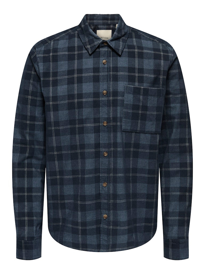 Onswilliam Cord Ls Shirt - Blauw Dessin