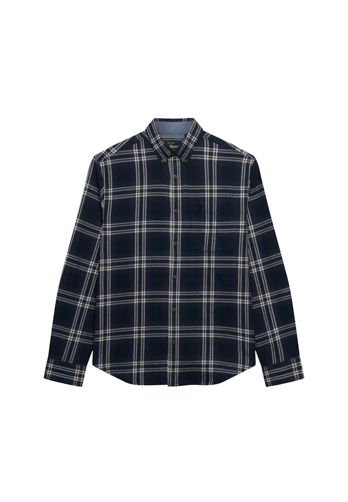 Long Sleeve Cotton Lumberjack Shirt - Blauw Dessin