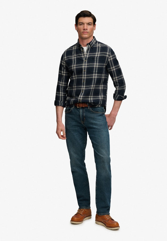 Long Sleeve Cotton Lumberjack Shirt - Blauw Dessin