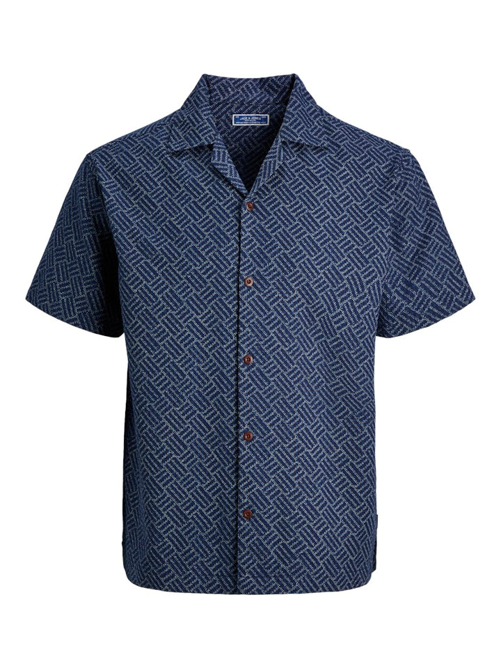Jprbluwinson Print Dobby S/s Shirt Ln - Blauw Dessin