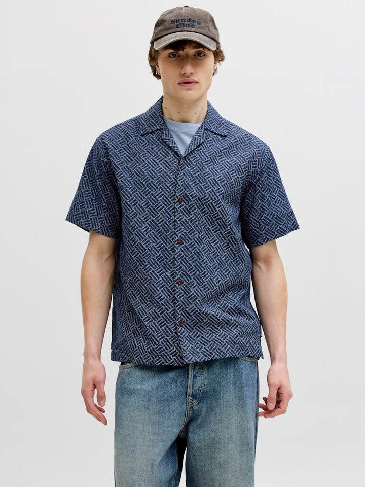 Jprbluwinson Print Dobby S/s Shirt Ln - Blauw Dessin