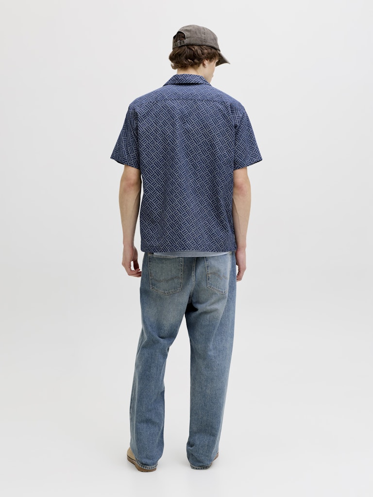 Jprbluwinson Print Dobby S/s Shirt Ln - Blauw Dessin