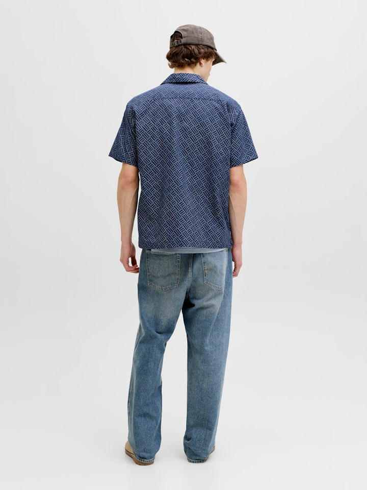 Jprbluwinson Print Dobby S/s Shirt Ln - Blauw Dessin