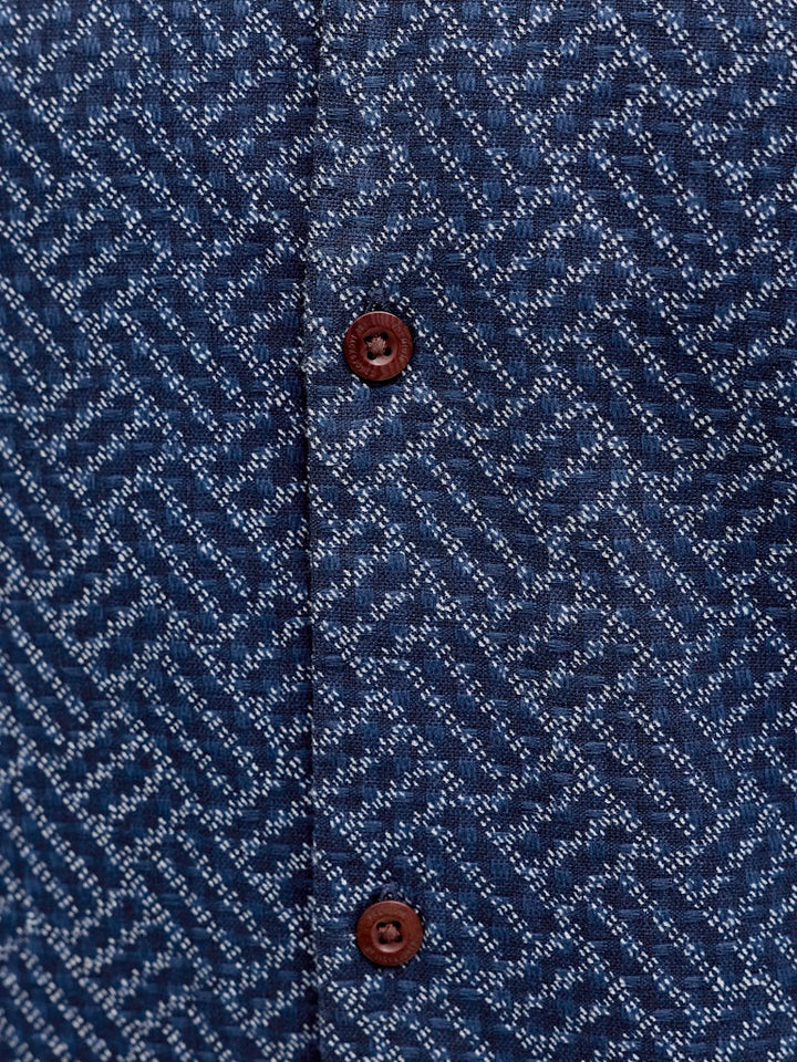 Jprbluwinson Print Dobby S/s Shirt Ln - Blauw Dessin