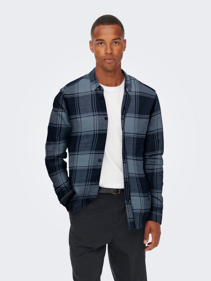 Onsgudmund Ls Checked Shirt Noos - Blauw Dessin