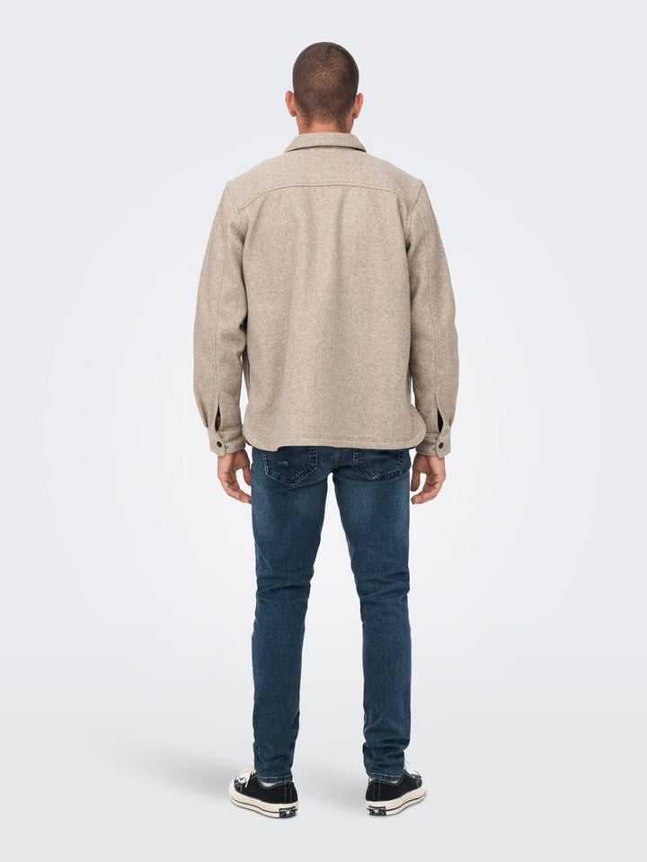 Onsash Ovr Woolen Look Pkt Ls Shirt - Licht Bruin