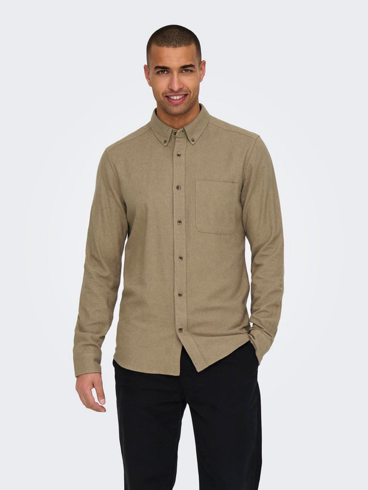 Onsgudmund Slim 1-pkt Solid Shirt N - Licht Bruin