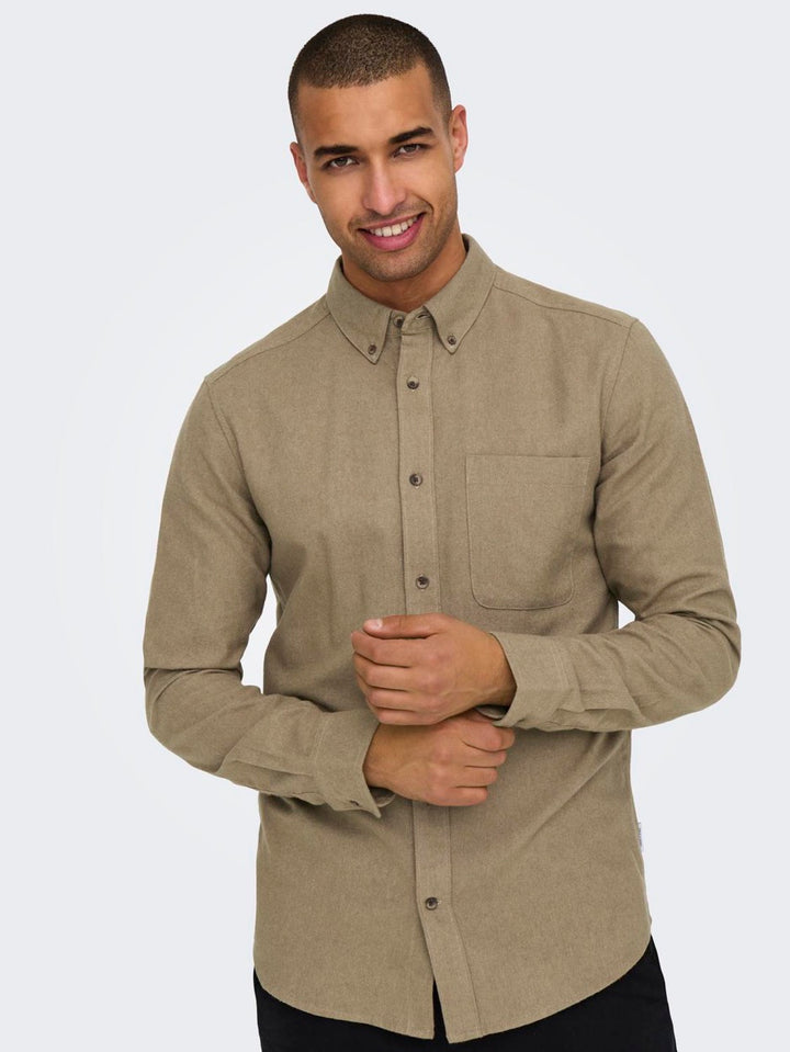 Onsgudmund Slim 1-pkt Solid Shirt N - Licht Bruin