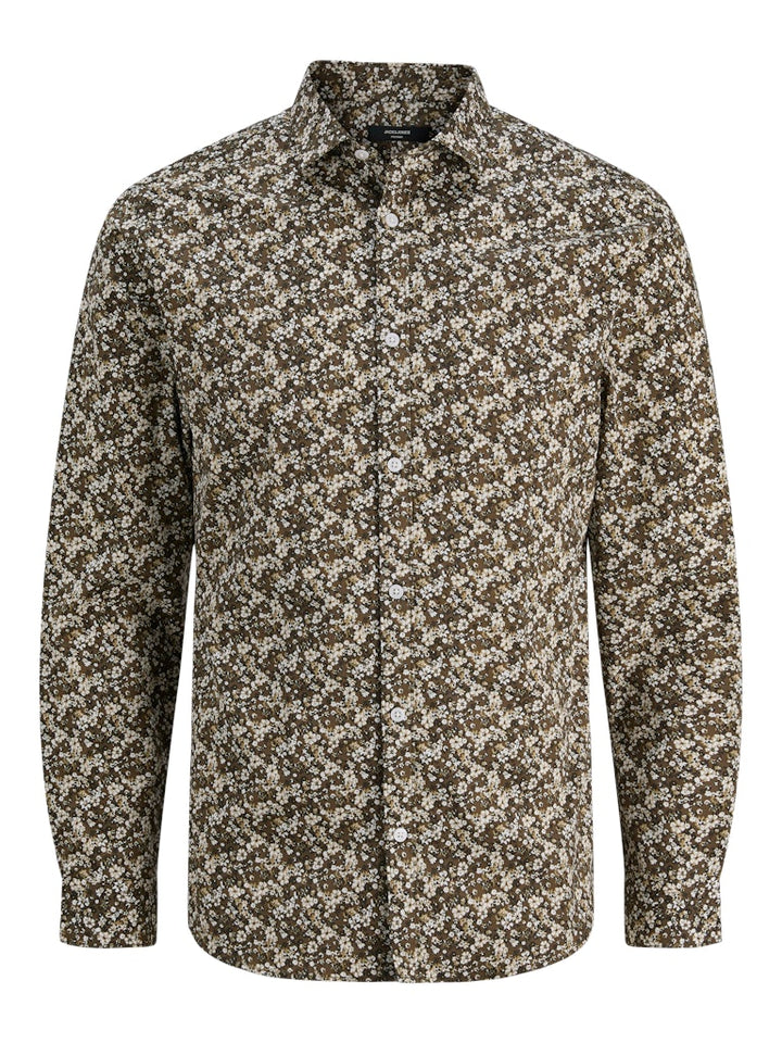 Jprblablackpool Stretch Aop Ls Shirt Sn - Bruin Dessin