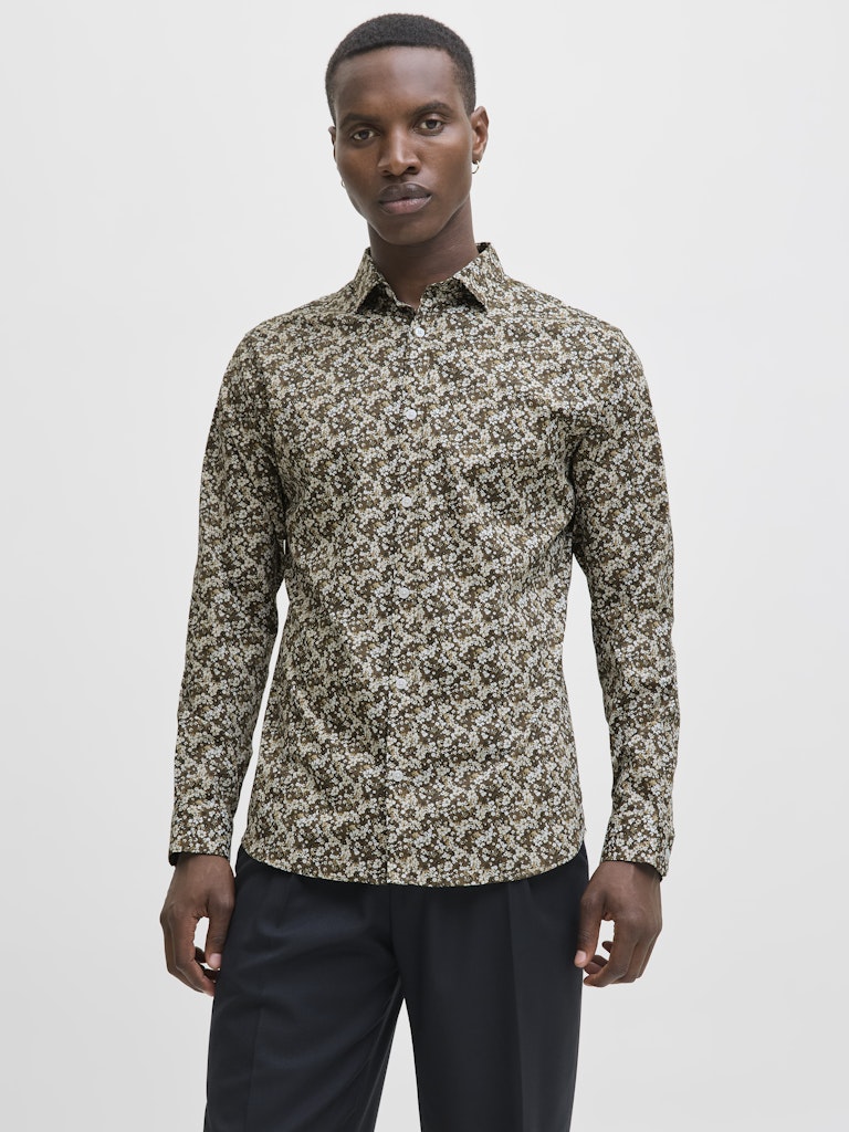 Jprblablackpool Stretch Aop Ls Shirt Sn - Bruin Dessin