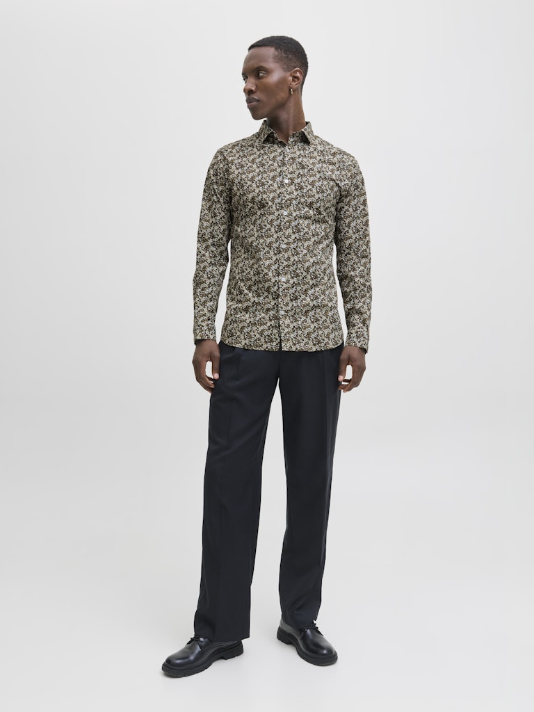 Jprblablackpool Stretch Aop Ls Shirt Sn - Bruin Dessin