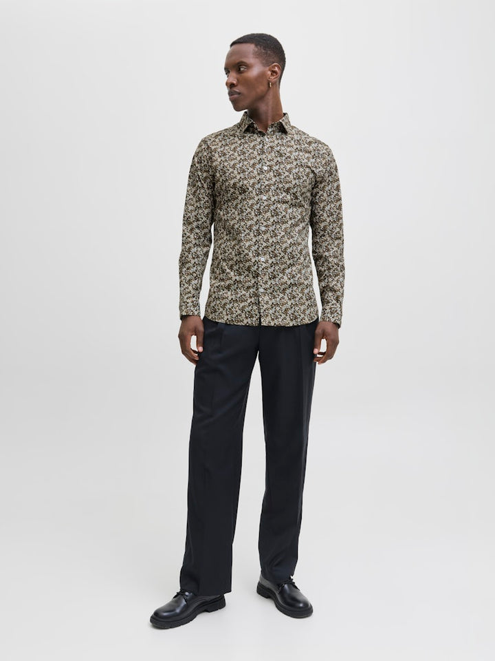Jprblablackpool Stretch Aop Ls Shirt Sn - Bruin Dessin