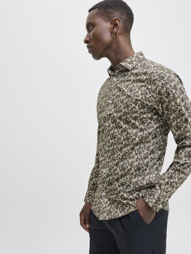 Jprblablackpool Stretch Aop Ls Shirt Sn - Bruin Dessin