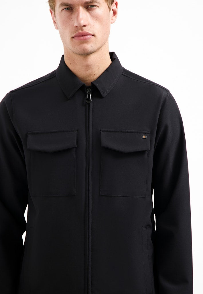 Overshirt Full Zipper Stretch Sedoc - Zwart