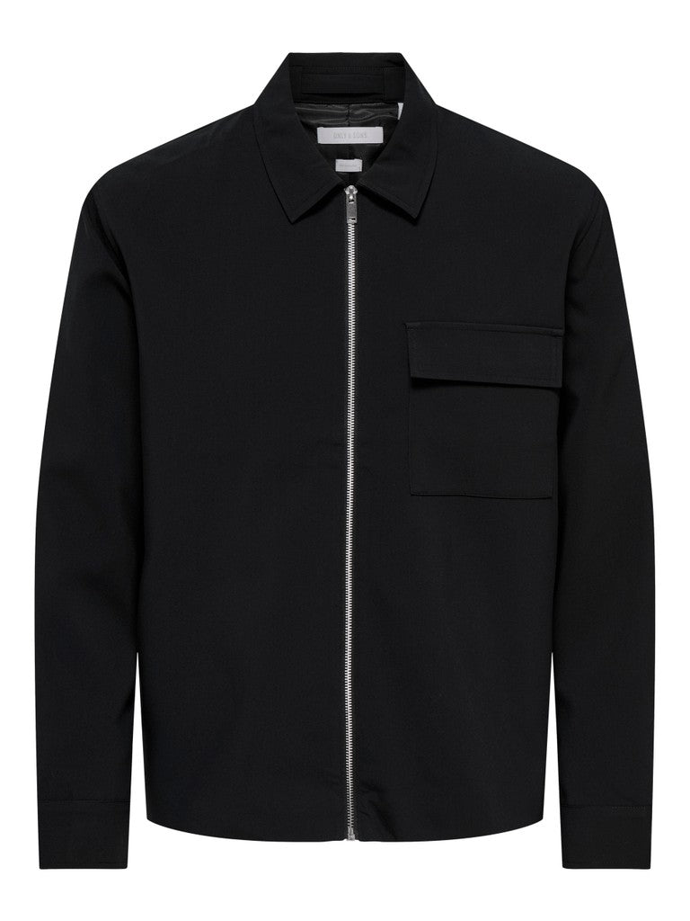 Onswill Reg 0292 Zip Overshirt Frml Noos - Zwart