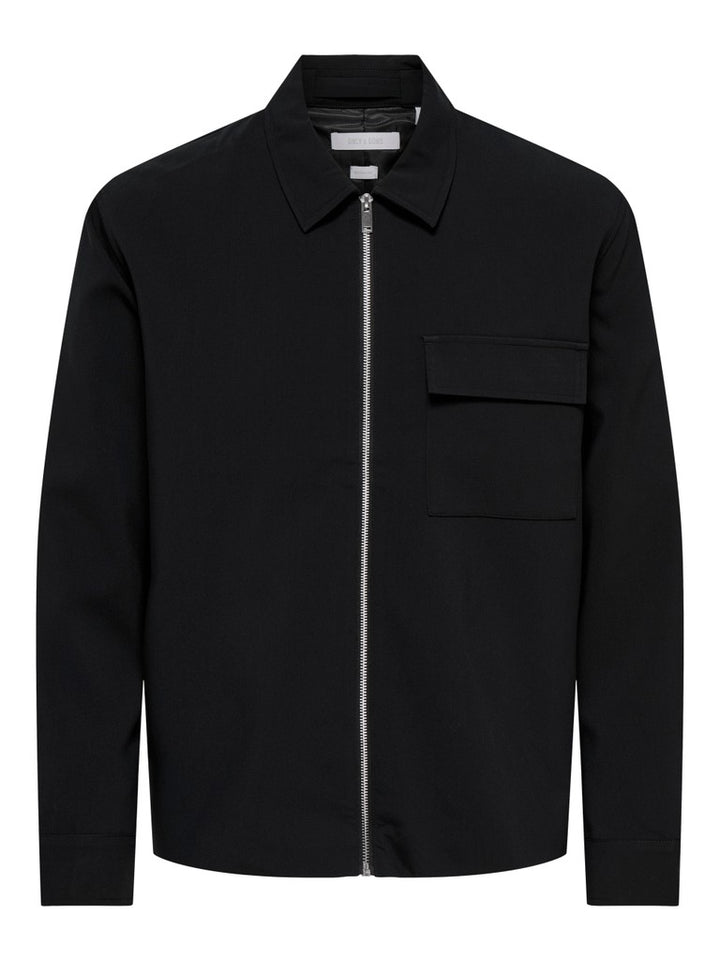 Onswill Reg 0292 Zip Overshirt Frml Noos - Zwart