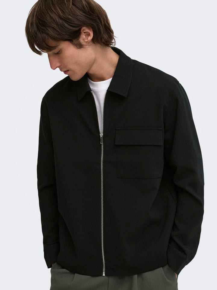 Onswill Reg 0292 Zip Overshirt Frml Noos - Zwart