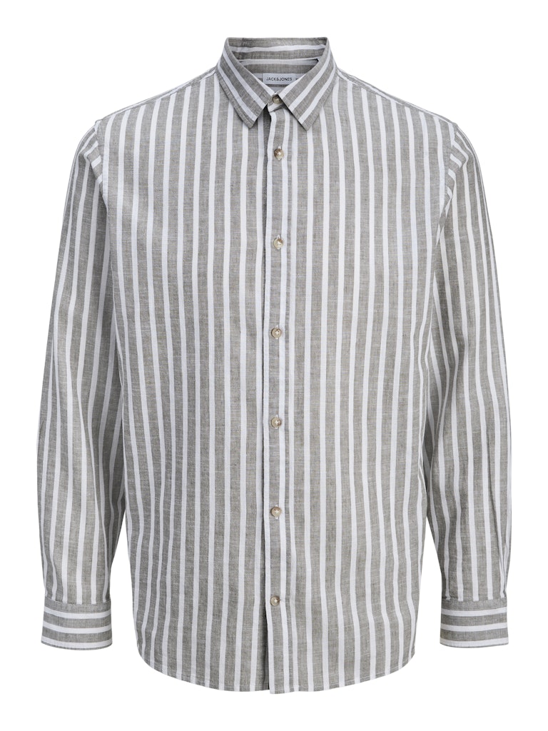 Jjesummer Linen Blend Shirt L/s Sn - Grijs Dessin