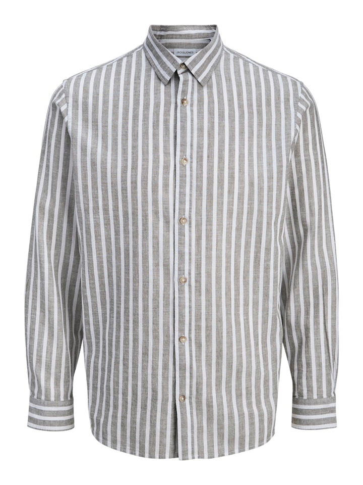 Jjesummer Linen Blend Shirt L/s Sn - Grijs Dessin