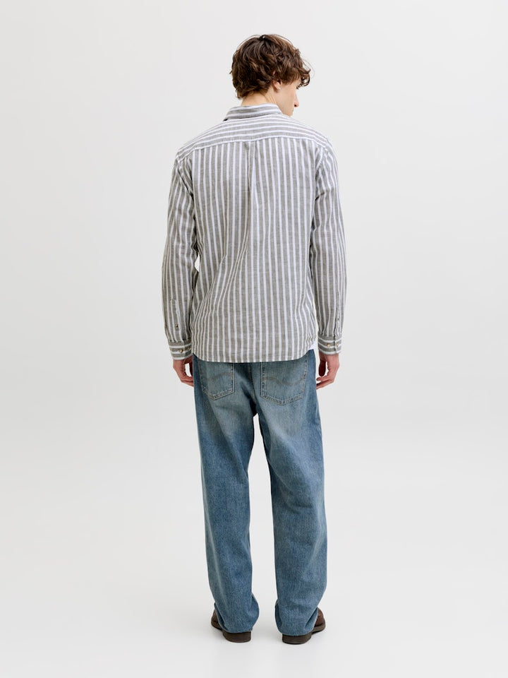 Jjesummer Linen Blend Shirt L/s Sn - Grijs Dessin