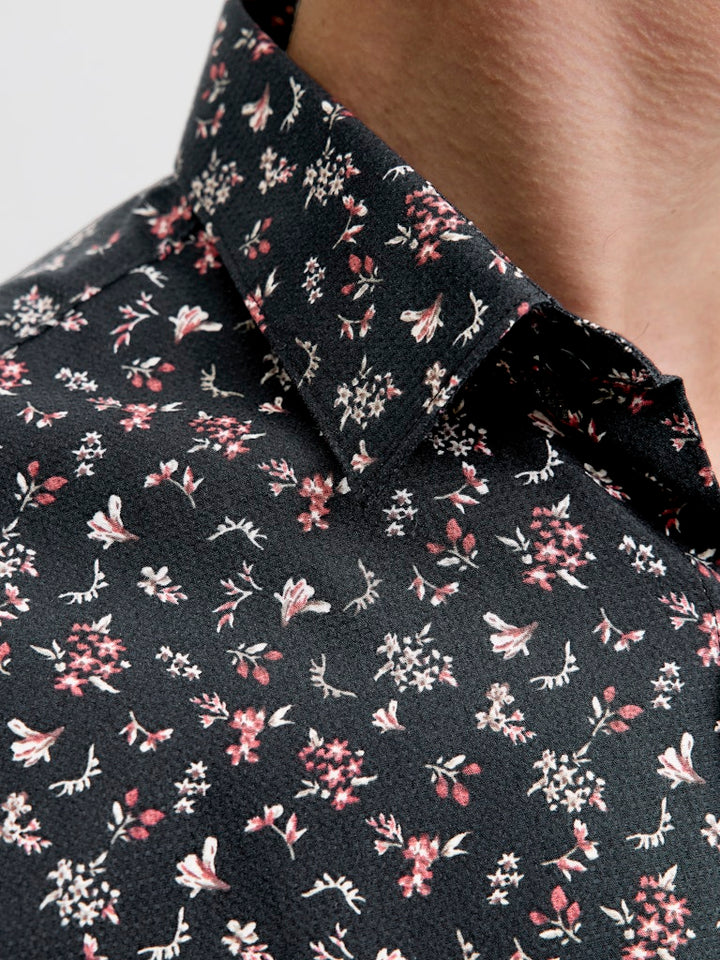 Jprblayork Print Dobby L/s Shirt - Zwart Dessin
