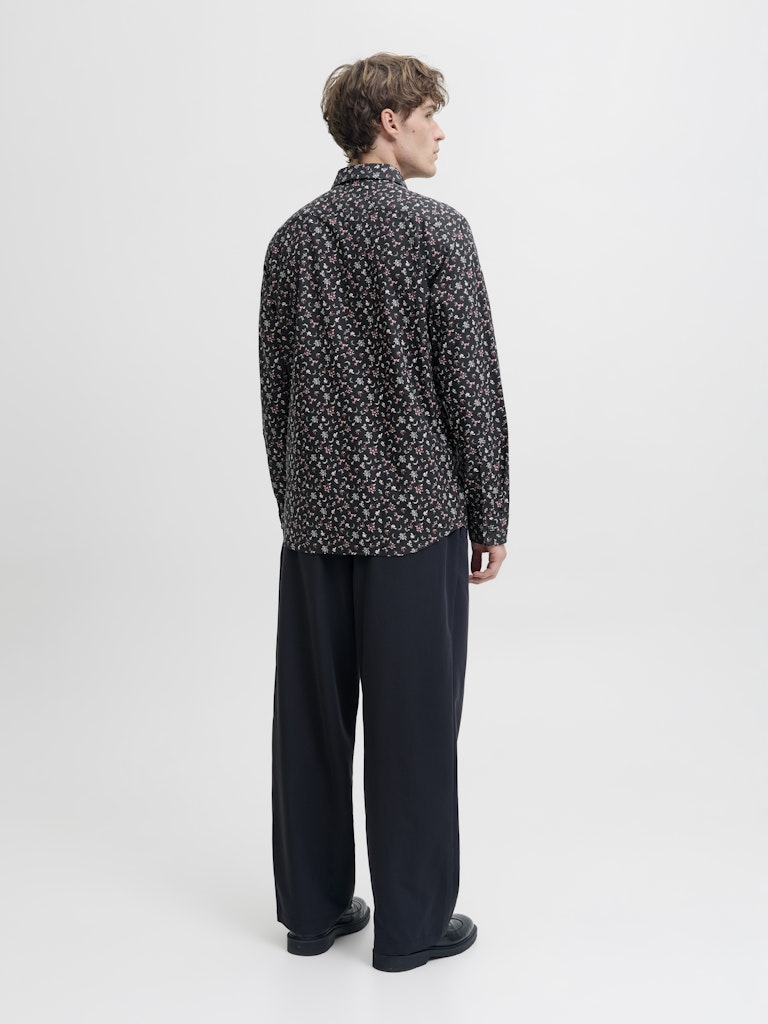 Jprblayork Print Dobby L/s Shirt - Zwart Dessin