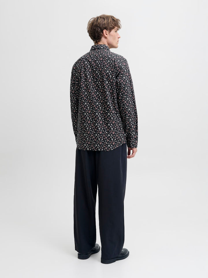 Jprblayork Print Dobby L/s Shirt - Zwart Dessin