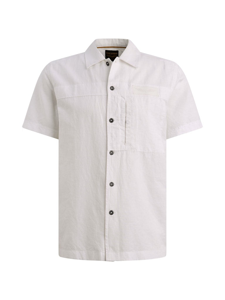 Short Sleeve Shirt Cotton/linen Ga - Off-white