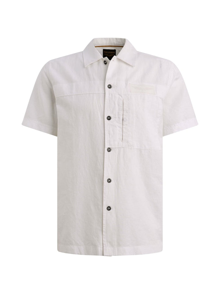 Short Sleeve Shirt Cotton/linen Ga - Off-white