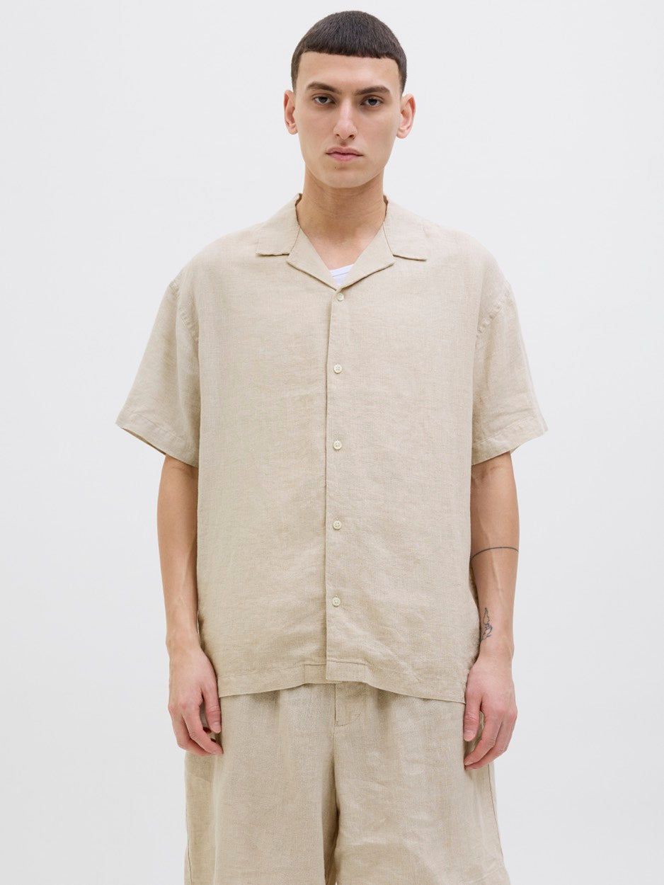 Jprcclawrence Linen Resort S/s Shir - Zand