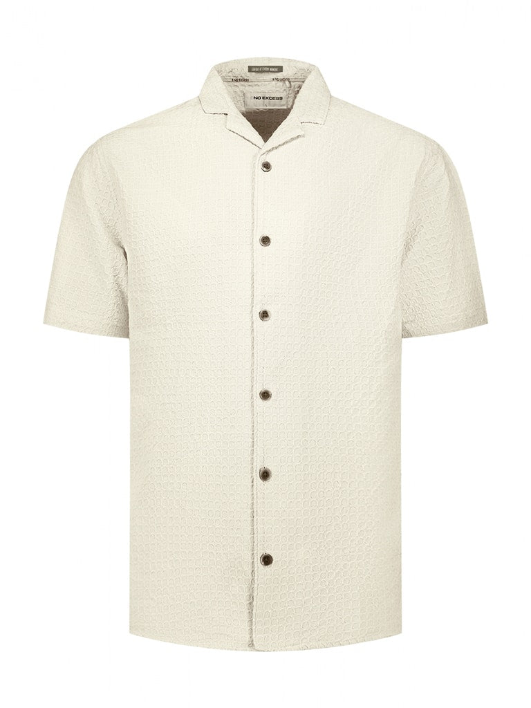Shirt Short Sleeve Jacquard Uni - Beige