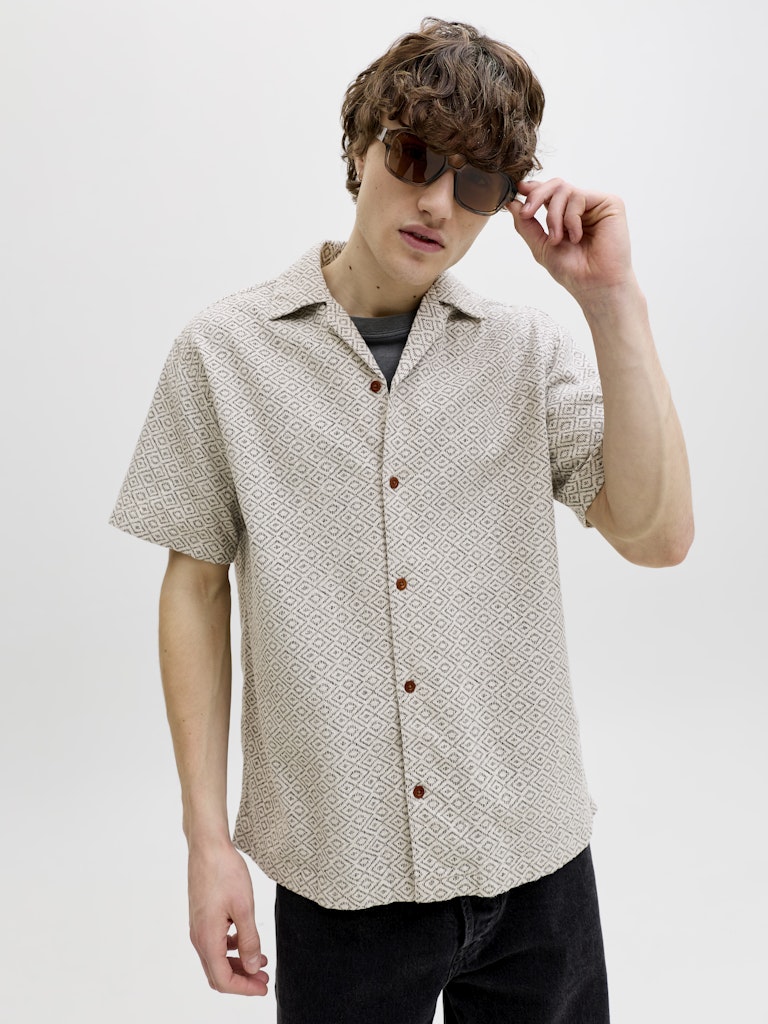 Jprbluwinson Print Dobby Ss Shirt - Zand Dessin