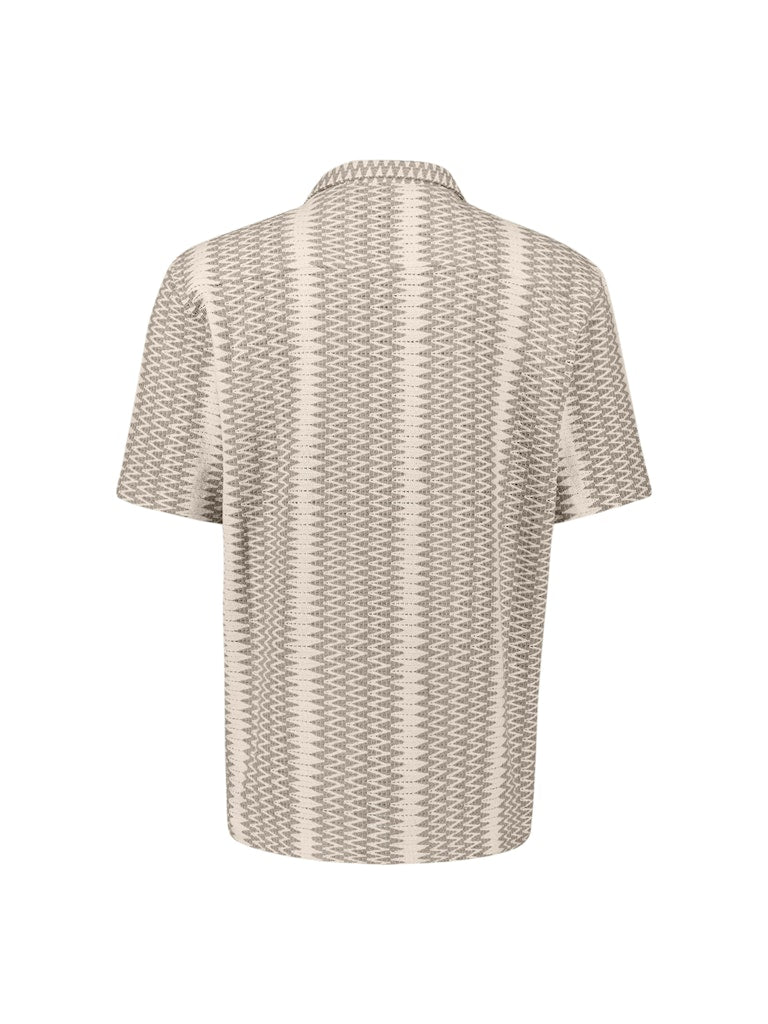Shirt Short Sleeve Jacquard Fancy Zigzag - Zand Dessin