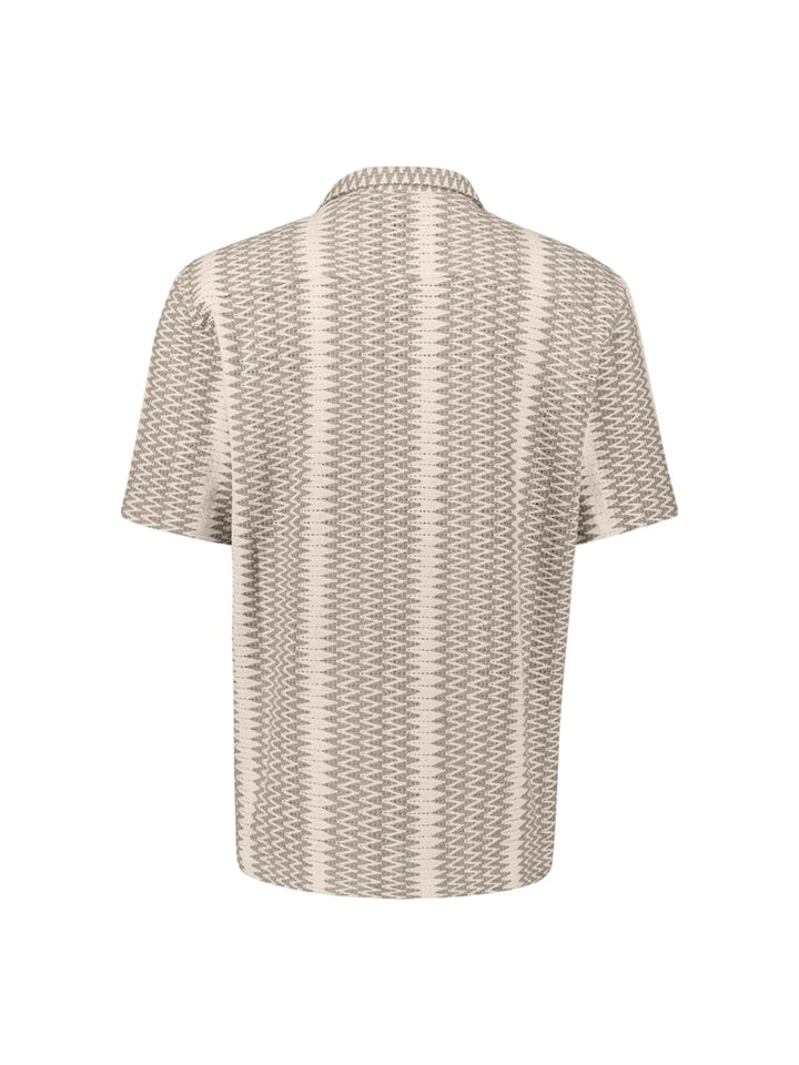 Shirt Short Sleeve Jacquard Fancy Zigzag - Zand Dessin