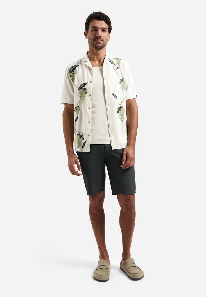 Shirt Short Sleeve Placed Embroidery - Zand Dessin