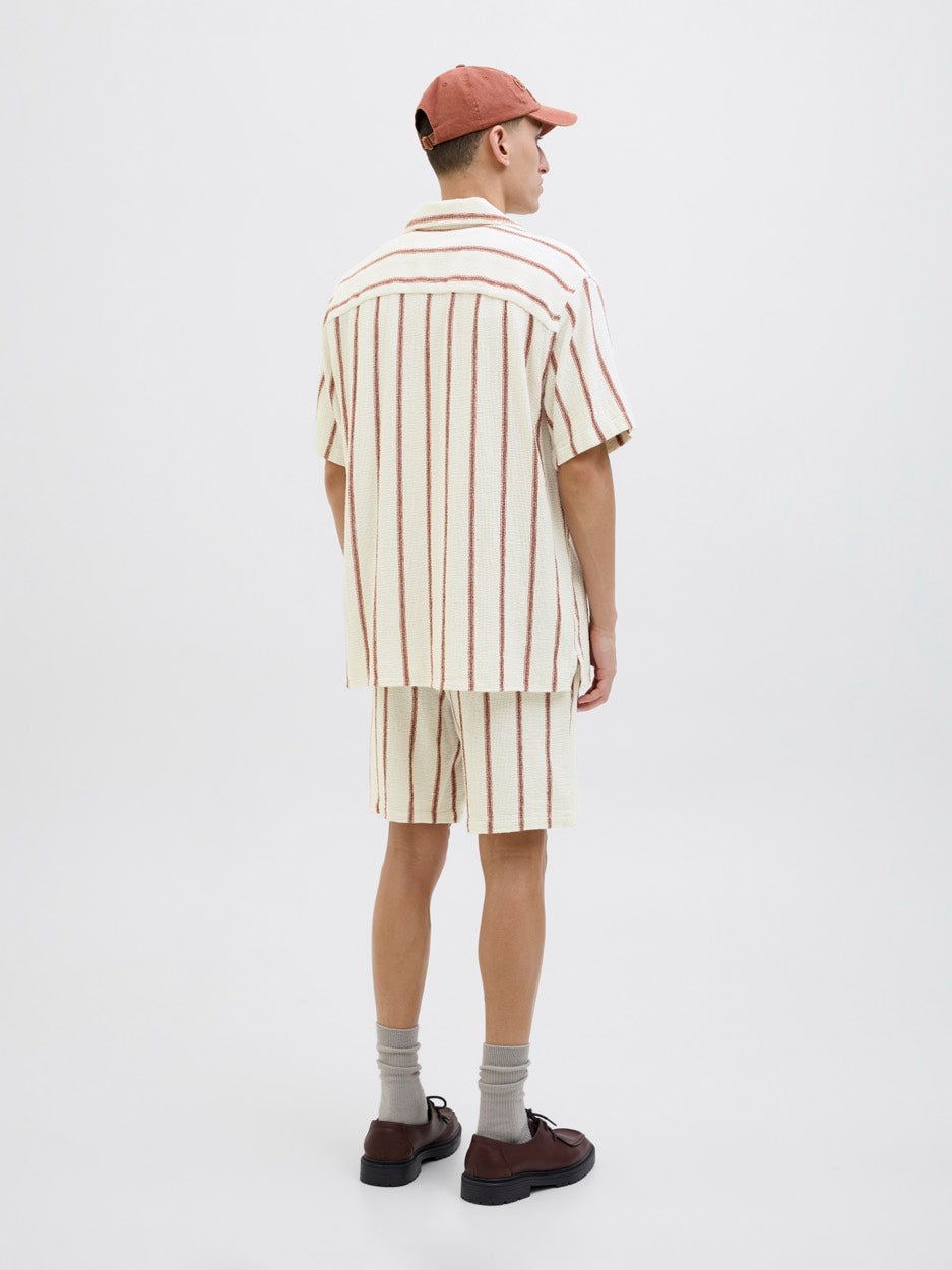 Jorcoba Stripe Resort Shirt Ss Sn - Ecru Dessin