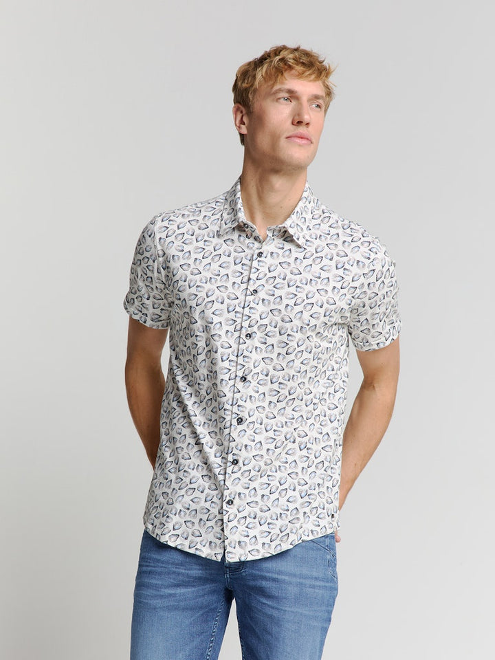 Shirt Short Sleeve Jersey Allover Printed - Ecru Dessin