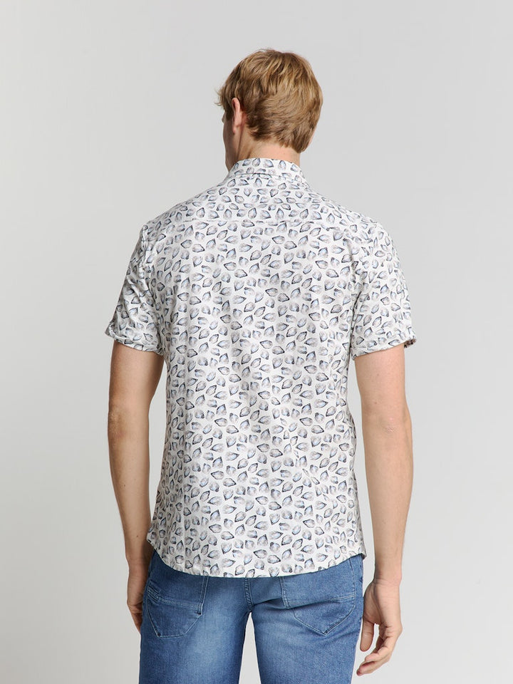 Shirt Short Sleeve Jersey Allover Printed - Ecru Dessin