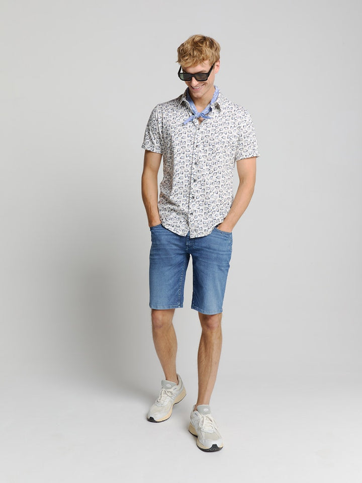 Shirt Short Sleeve Jersey Allover Printed - Ecru Dessin