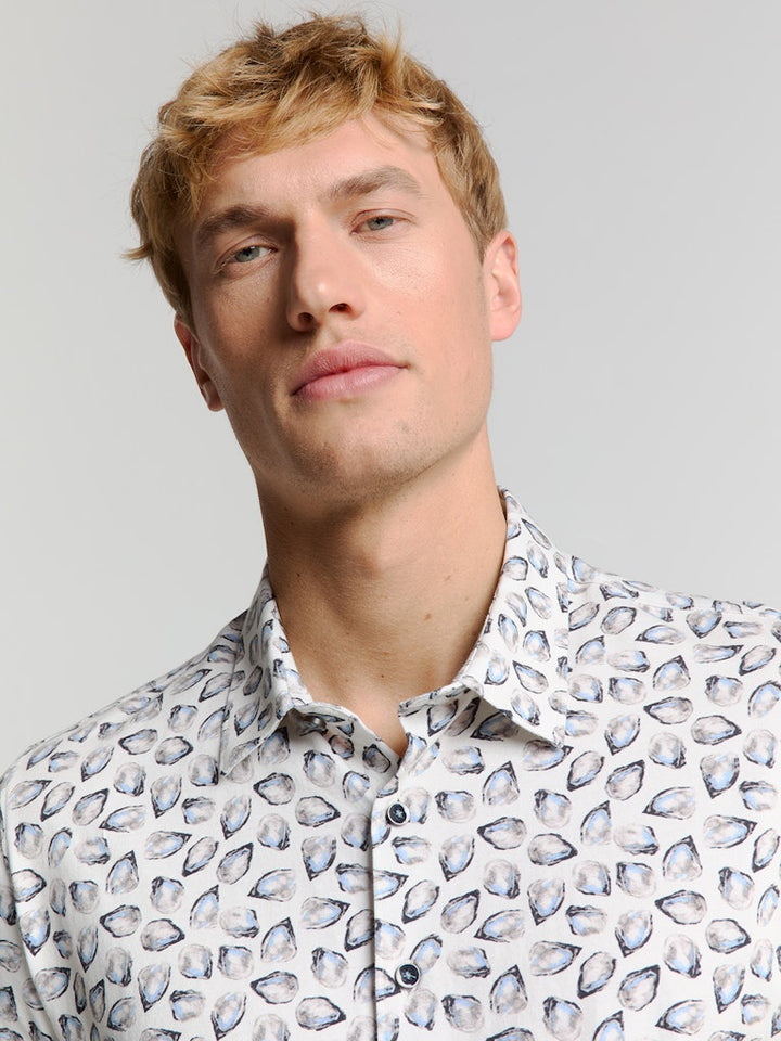Shirt Short Sleeve Jersey Allover Printed - Ecru Dessin