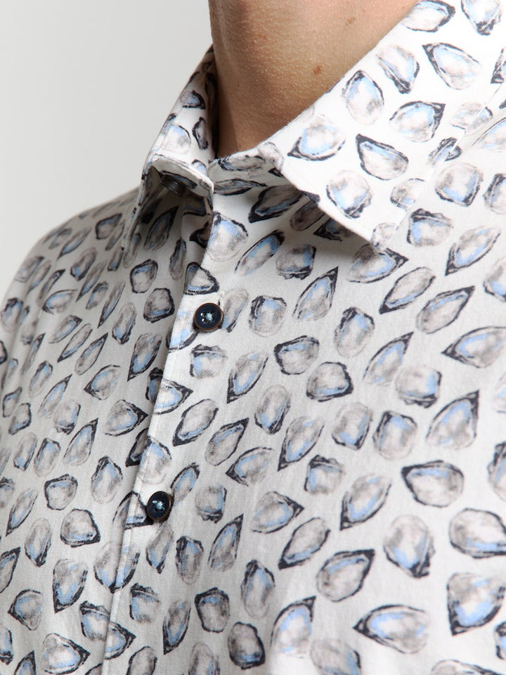 Shirt Short Sleeve Jersey Allover Printed - Ecru Dessin
