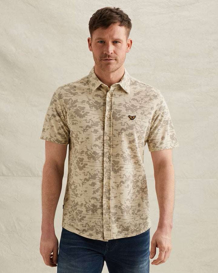 Short Sleeve Shirt Aop On Jersey P - Ecru Dessin